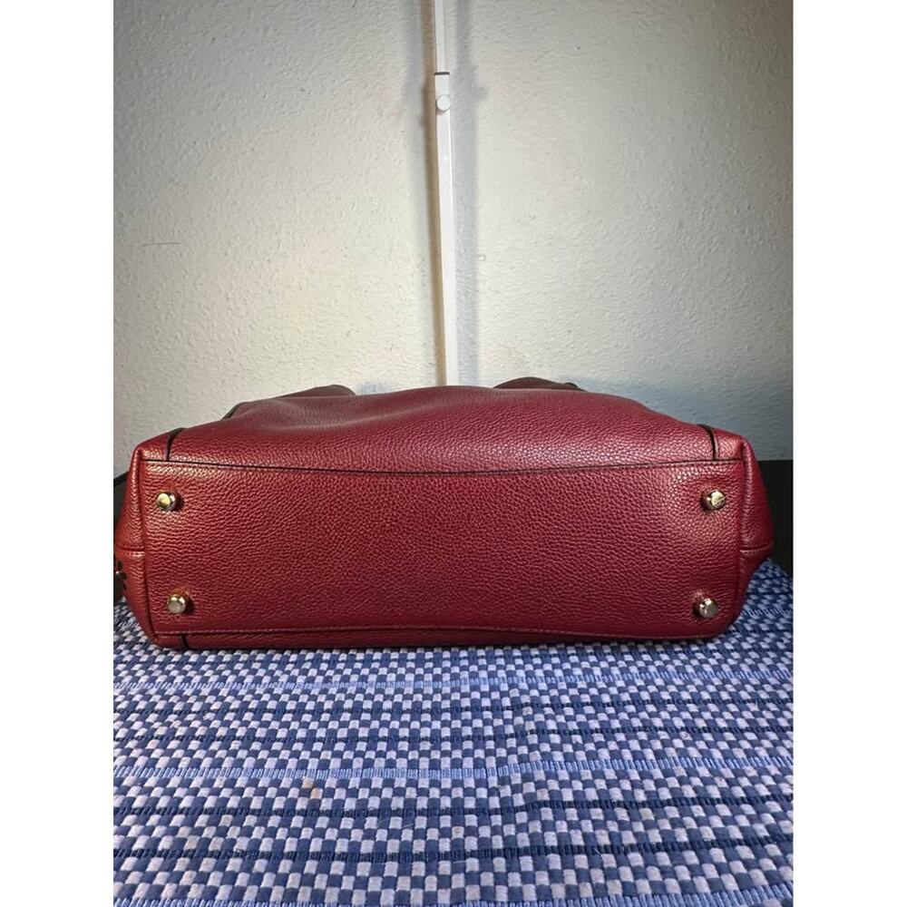 Coach Willow Floral Tea Rose Edie 31 Shoulder Bag Pebbled Leather -Burgundy/Red - Picture 6 of 10